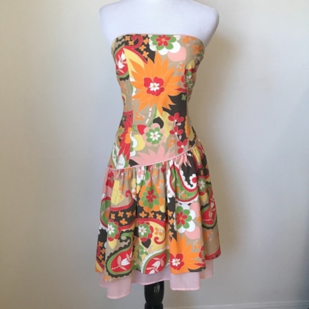 Just In Time Orange Floral Paisley Printed Dress